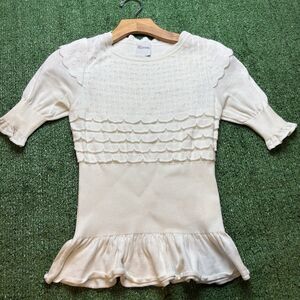 Red Valentino Women’s White Ruffle Short Sleeve Top Blouse Size XS / S